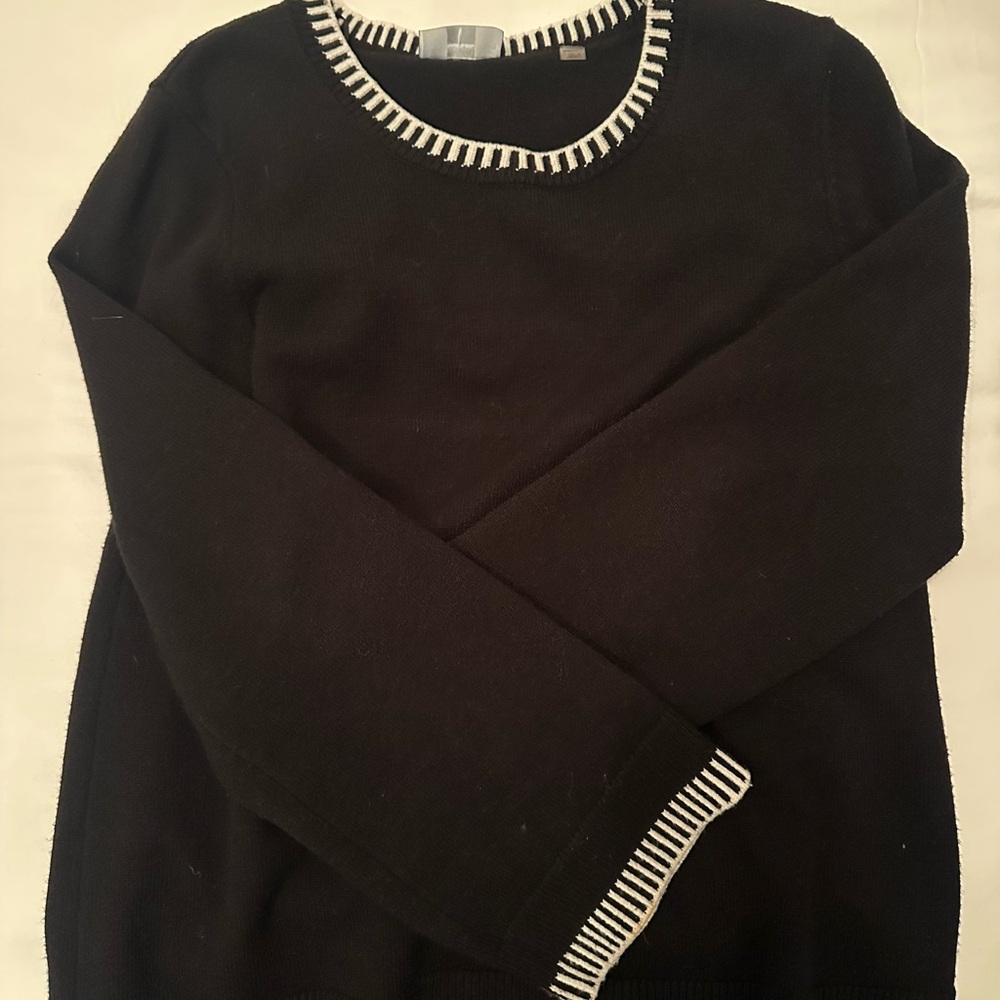 Tahari Black Sweater with White Accents